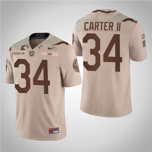 Army Black Knights 34 Andre Carter II Alternate United We Stand Jersey Oatmeal