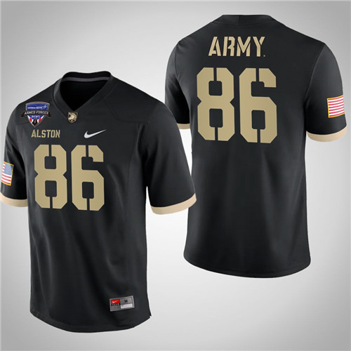 Army Black Knights 86 Isaiah Alston 2021 Armed Forces Bowl Champions Jersey Black