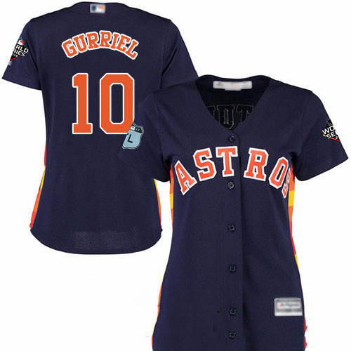 Astros #10 Yuli Gurriel Navy Blue Alternate 2019 World Series Bound Women's Stitched Baseball Jersey