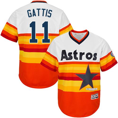 Astros #11 Evan Gattis White Orange Cooperstown Stitched Youth MLB Jersey