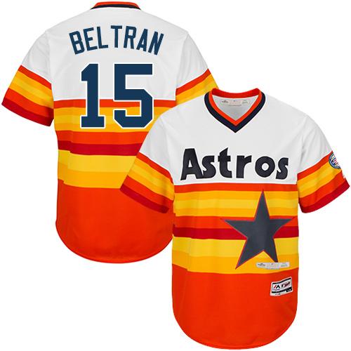 Astros #15 Carlos Beltran White Orange Cooperstown Stitched Youth MLB Jersey