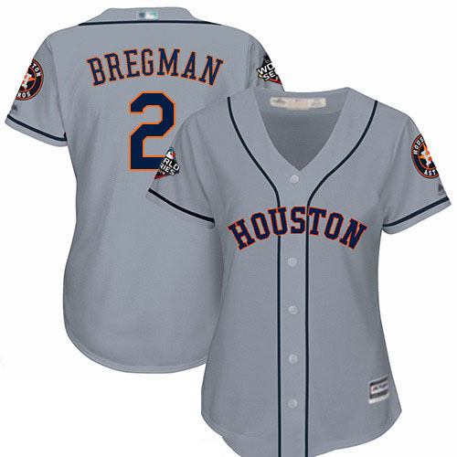 Astros #2 Alex Bregman Grey Road 2019 World Series Bound Women's Stitched Baseball Jersey