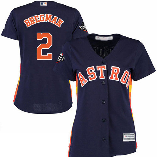 Astros #2 Alex Bregman Navy Blue Alternate 2019 World Series Bound Women's Stitched Baseball Jersey