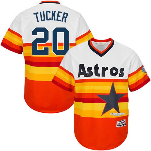 Astros #20 Preston Tucker White Orange Cooperstown Stitched Youth MLB Jersey