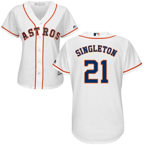 Astros #21 Jon Singleton White Home Women's Stitched MLB Jersey