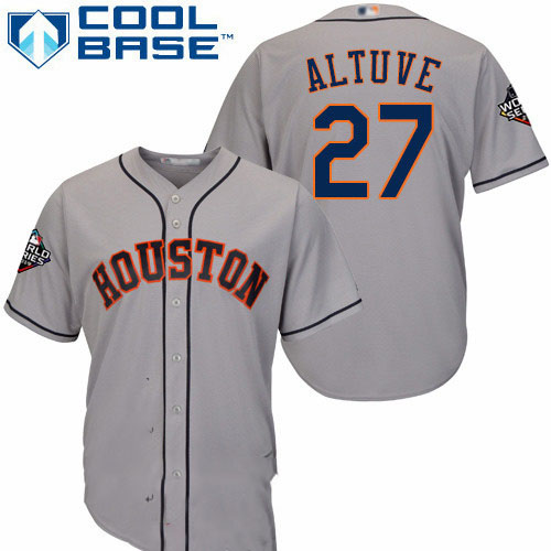 Astros #27 Jose Altuve Grey Cool Base 2019 World Series Bound Stitched Youth Baseball Jersey