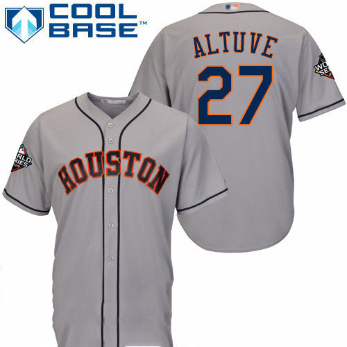 Astros #27 Jose Altuve Grey New Cool Base 2019 World Series Bound Stitched Baseball Jersey