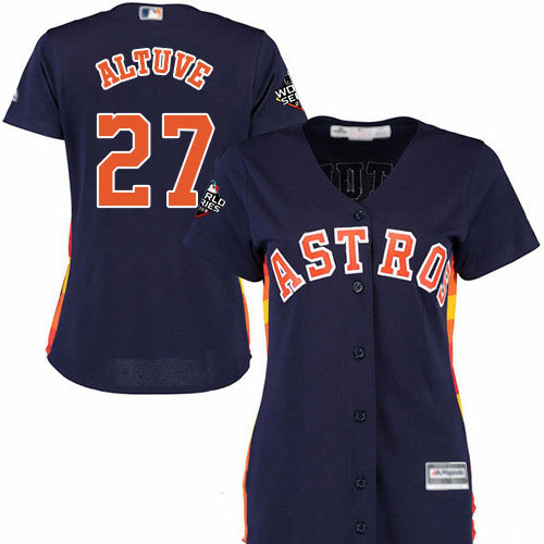 Astros #27 Jose Altuve Navy Blue Alternate 2019 World Series Bound Women's Stitched Baseball Jersey