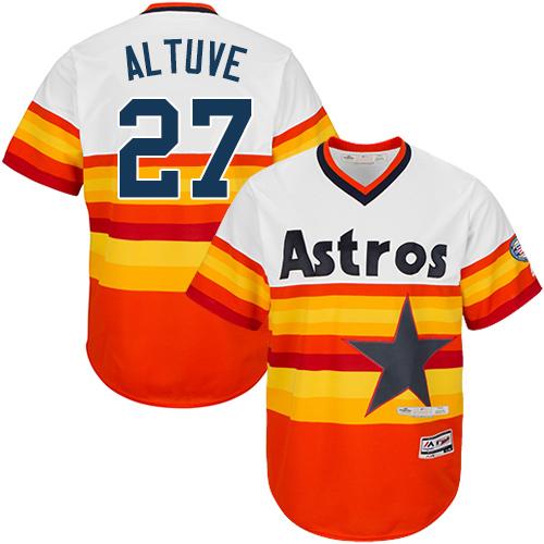 Astros #27 Jose Altuve White Orange Cooperstown Stitched Youth MLB Jersey