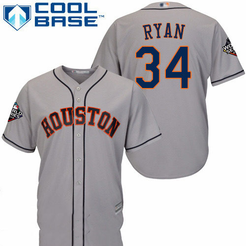 Astros #34 Nolan Ryan Grey New Cool Base 2019 World Series Bound Stitched Baseball Jersey