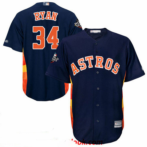 Astros #34 Nolan Ryan Navy Blue New Cool Base 2019 World Series Bound Stitched Baseball Jersey