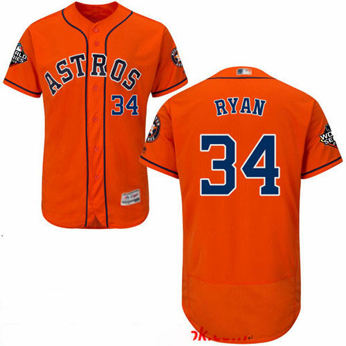 Astros #34 Nolan Ryan Orange Flexbase Authentic Collection 2019 World Series Bound Stitched Baseball Jersey