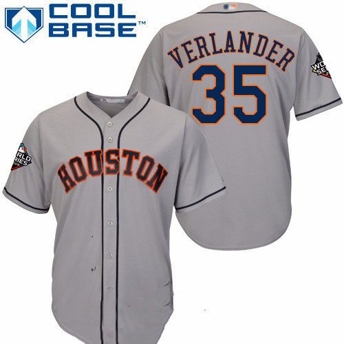 Astros #35 Justin Verlander Grey Cool Base 2019 World Series Bound Stitched Youth Baseball Jersey