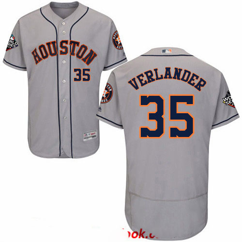 Astros #35 Justin Verlander Grey Flexbase Authentic Collection 2019 World Series Bound Stitched Baseball Jersey