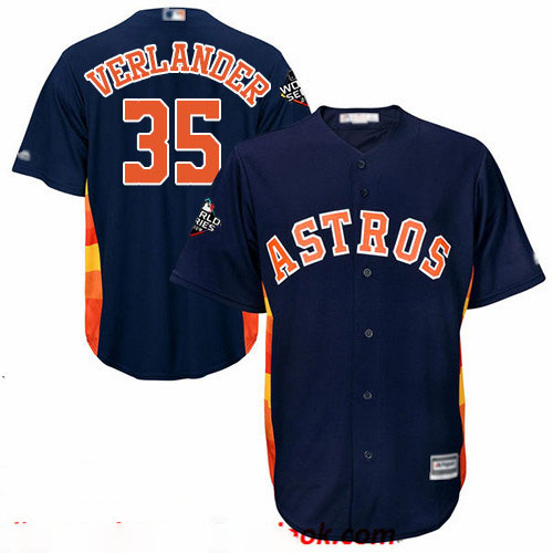 Astros #35 Justin Verlander Navy Blue New Cool Base 2019 World Series Bound Stitched Baseball Jersey