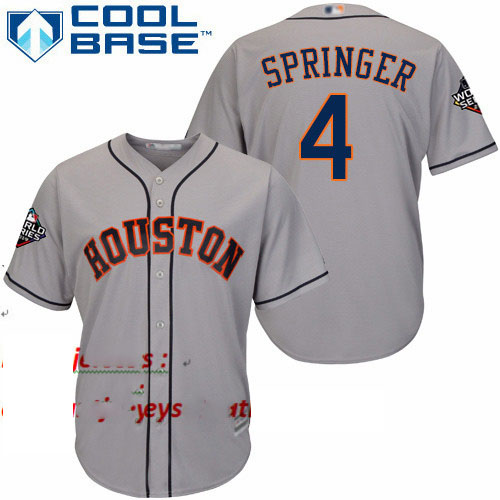 Astros #4 George Springer Grey New Cool Base 2019 World Series Bound Stitched Baseball Jersey
