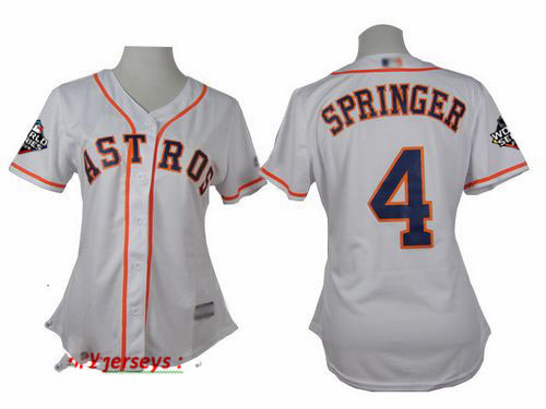 Astros #4 George Springer White Home 2019 World Series Bound Women's Stitched Baseball Jersey