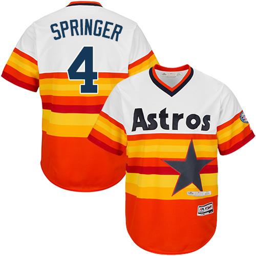 Astros #4 George Springer White Orange Cooperstown Stitched Youth MLB Jersey