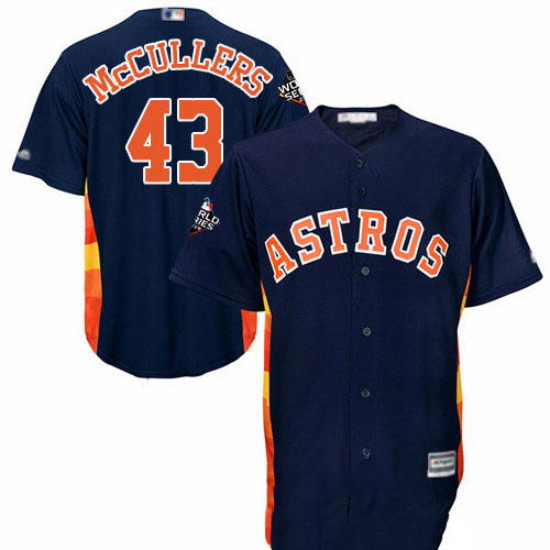 Astros #43 Lance McCullers Navy Blue Cool Base 2019 World Series Bound Stitched Youth Baseball Jersey