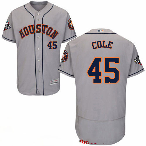 Astros #45 Gerrit Cole Grey Flexbase Authentic Collection 2019 World Series Bound Stitched Baseball Jersey