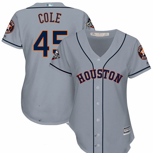 Astros #45 Gerrit Cole Grey Road 2019 World Series Bound Women's Stitched Baseball Jersey