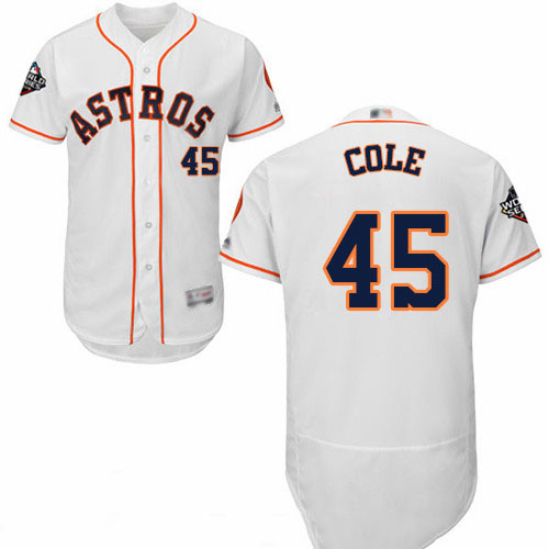 Astros #45 Gerrit Cole White Flexbase Authentic Collection 2019 World Series Bound Stitched Baseball Jersey