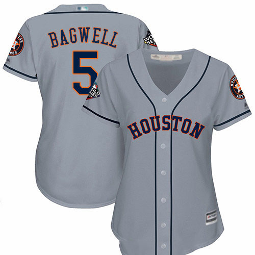 Astros #5 Jeff Bagwell Grey Road 2019 World Series Bound Women's Stitched Baseball Jersey