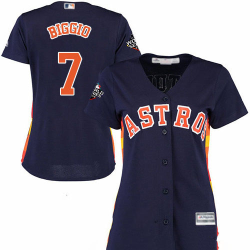 Astros #7 Craig Biggio Navy Blue Alternate 2019 World Series Bound Women's Stitched Baseball Jersey