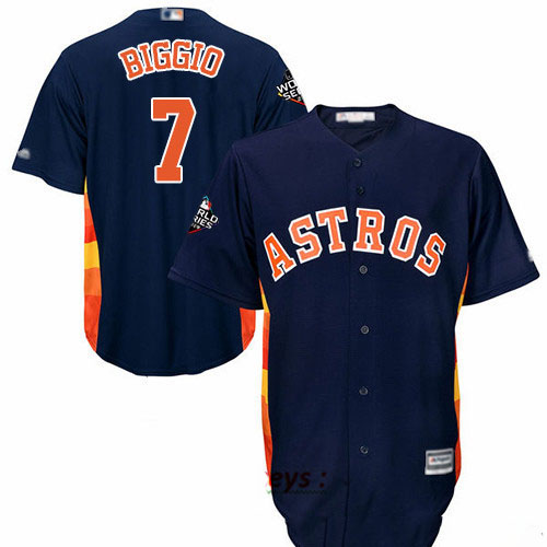 Astros #7 Craig Biggio Navy Blue Cool Base 2019 World Series Bound Stitched Youth Baseball Jersey