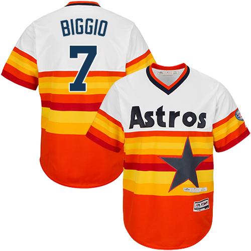 Astros #7 Craig Biggio White Orange Cooperstown Stitched Youth MLB Jersey