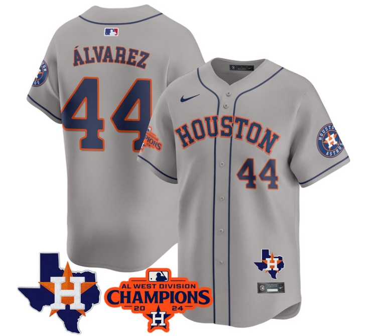 Astros 2024 AL West Champions Baseball  Jersey - All Stitched  GRAY YORDAN áLVAREZ -44