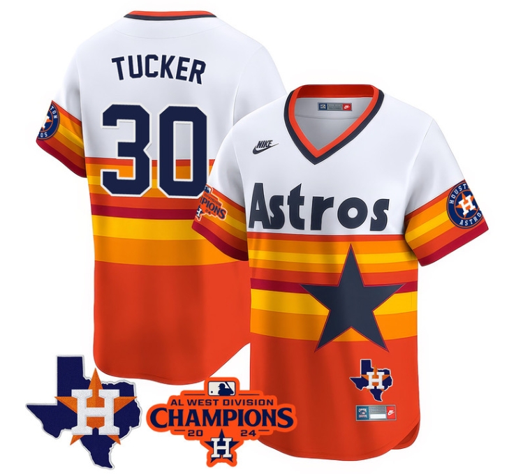 Astros 2024 AL West Champions Baseball  Jersey - All Stitched  THROWBACK KYLE TUCKER 30