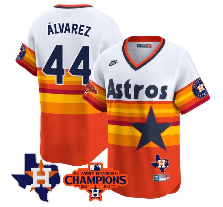 Astros 2024 AL West Champions Baseball  Jersey - All Stitched  THROWBACK YORDAN áLVAREZ -44