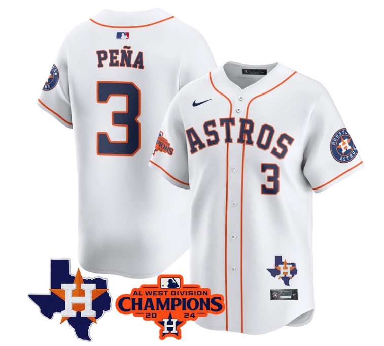 Astros 2024 AL West Champions Baseball  Jersey - All Stitched  WHITE JEREMY PE?A-3