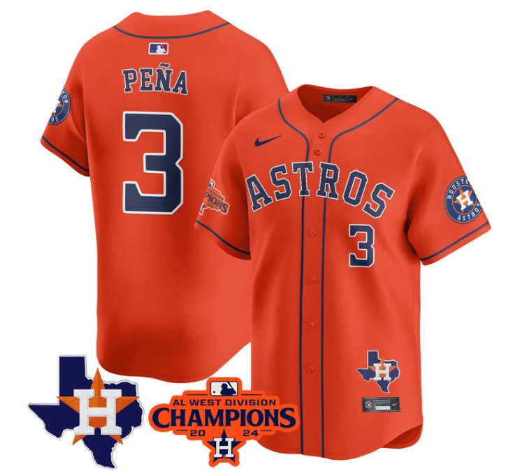 Astros 2024 AL West Champions Baseball  Jersey - All Stitched JEREMY PE?A-3