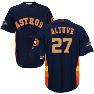 Astros 27 Jose Altuve Navy 2018 Gold Program Cool Base Jersey