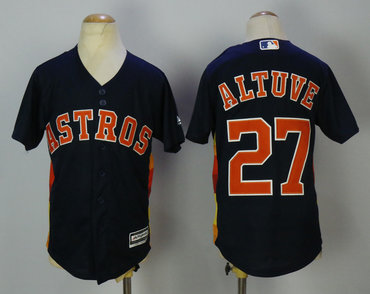 Astros 27 Jose Altuve Navy Youth Cool Base Jersey