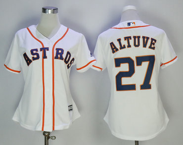 Astros 27 Jose Altuve White Women Cool Base Jersey