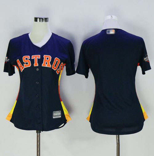 Astros Blank Navy Blue Alternate 2019 World Series Bound Women's Stitched Baseball Jersey