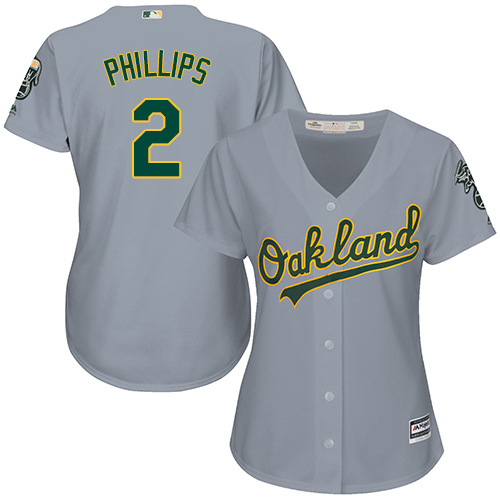 Athletics #2 Tony Phillips Grey Road Women's Stitched MLB Jerse