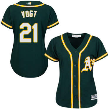 Athletics #21 Stephen Vogt Green Alternate Women's Stitched MLB Jersey