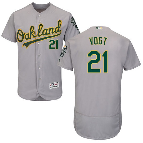 Athletics #21 Stephen Vogt Grey Flexbase Authentic Collection Stitched MLB Jersey