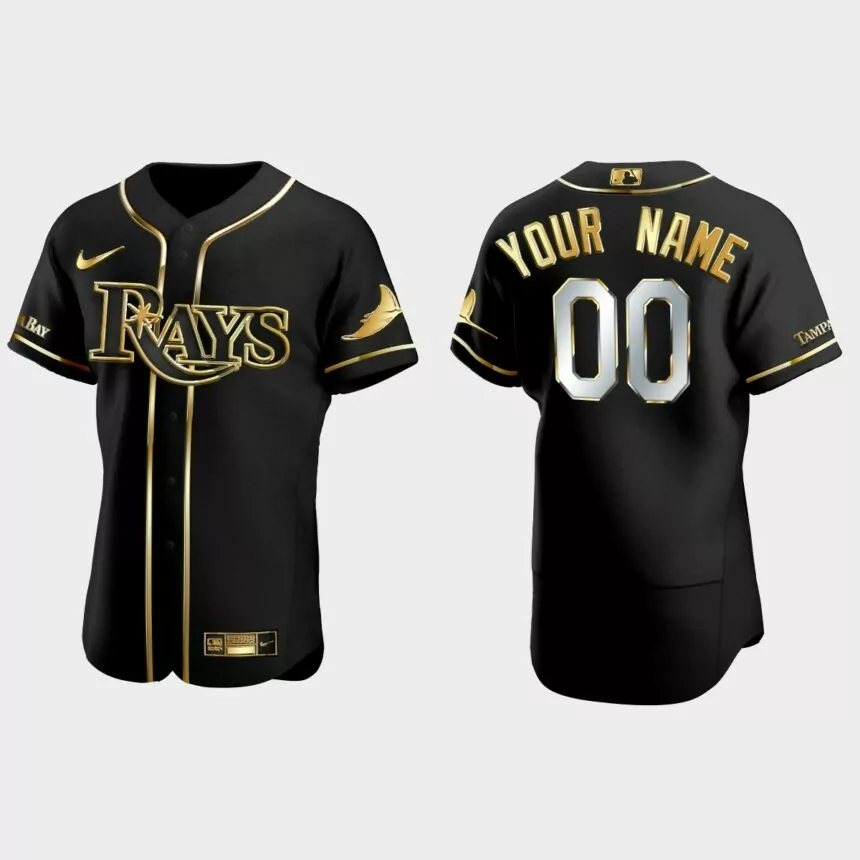 Atlanta Braves #00 Custom Gold Edition Authentic Jersey – Black