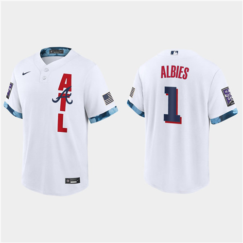 Atlanta Braves #1 Ozzie Albies 2021 Mlb All Star Game Fan's Version White Jersey