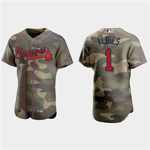 Atlanta Braves #1 Ozzie Albies Men's Nike 2021 Armed Forces Day Authentic MLB Jersey -Camo