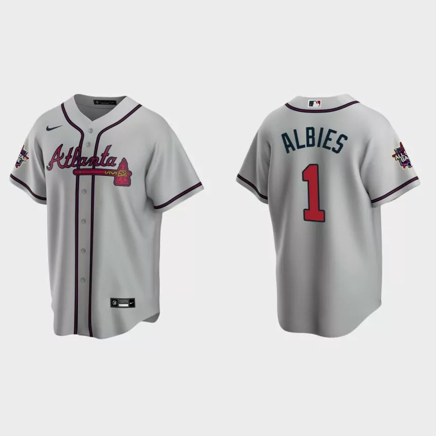 Atlanta Braves #1 Ozzie Albies Replica 2021 MLB All-Star Jersey – Gray