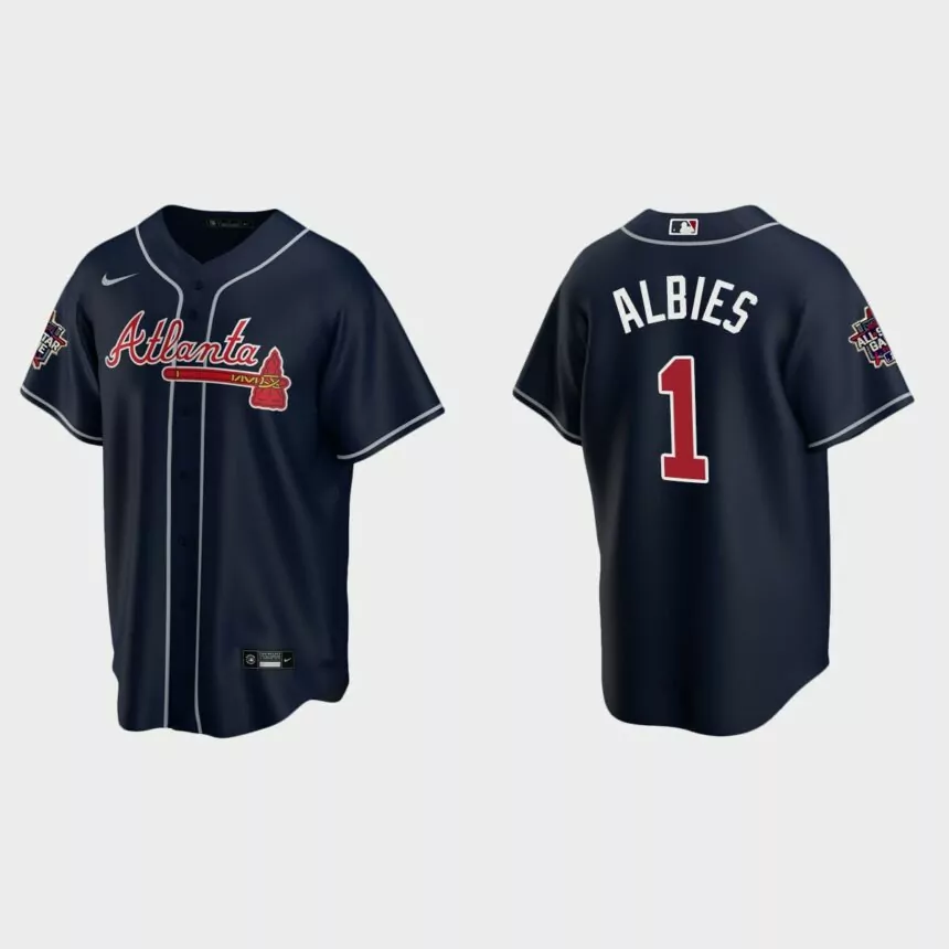 Atlanta Braves #1 Ozzie Albies Replica 2021 MLB All-Star Jersey – Navy