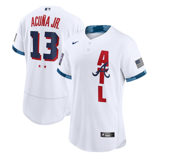 Atlanta Braves #13 Ronald Acuna Jr. 2021 White All-Star Flex Base Stitched MLB Jersey