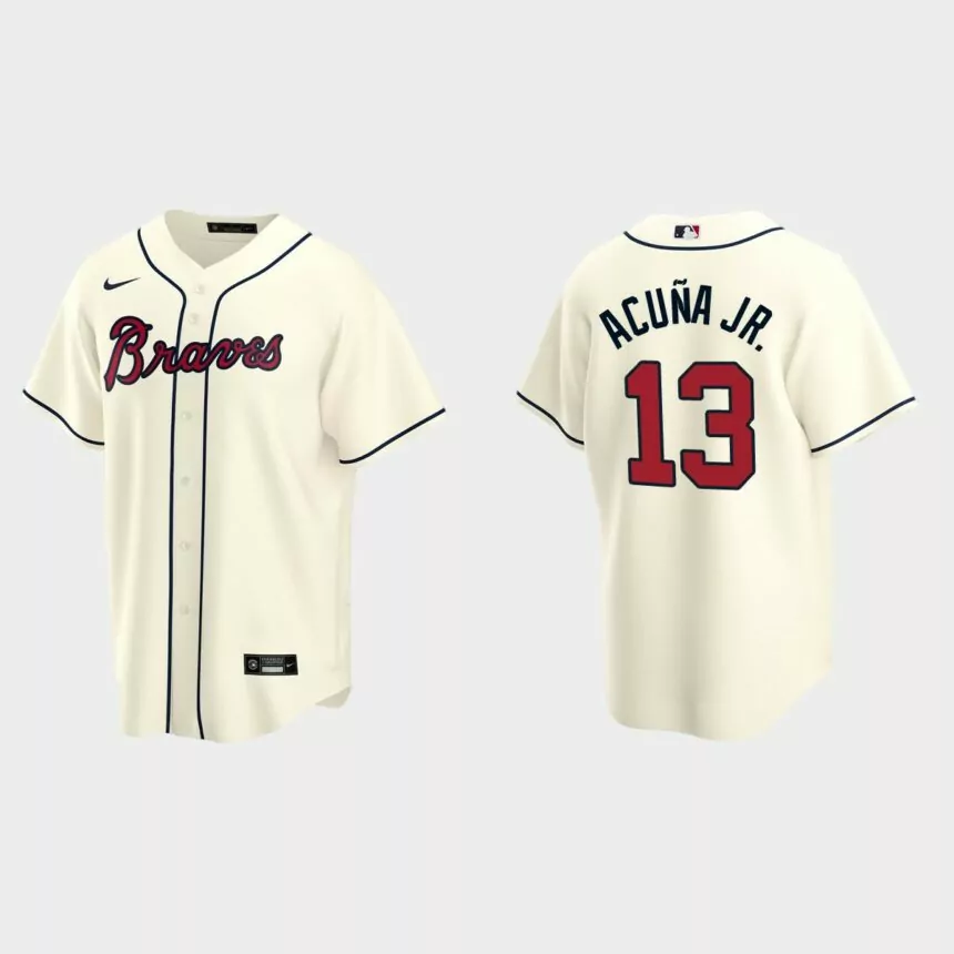 Atlanta Braves #13 Ronald Acuna Jr. Cream 2020 Replica Alternate Jersey