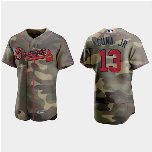 Atlanta Braves #13 Ronald Acuna Jr. Men's Nike 2021 Armed Forces Day Authentic MLB Jersey -Camo